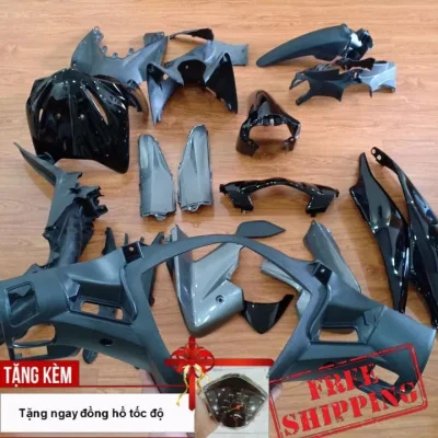 Bộ Dàn áo C110 xe WAVE S110 - RS110 màu ĐEN, nhựa ABS nguyên sinh - TẶNG KÈM ĐỒNG HỒ ĐO TỐC ĐỘ - có TẶNG THÊM BỘ TEM xịn, đồ phụ tùng xe máy giá rẻ
