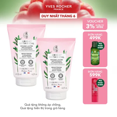 Combo 2 Sữa Rửa Mặt Làm Sáng Da Dạng Bọt Yves Rocher - Bright Botanical Brightening Cleansing Milky Foam Tube 125ml