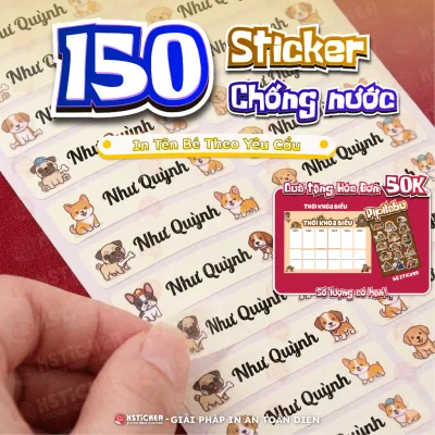 150 Sticker tên bé, nhãn vở in tên theo yêu cầu, dán đồ dùng học tập, sách vở cho bé - XSTICKERS
