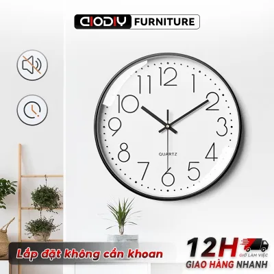 Đồng Hồ Treo Tường AIODIY Kim Trôi Siêu Êm - Phong Cách Minimalist Tối Giản - Decor Phòng Sang Trọng