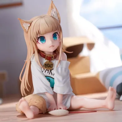 Kawaii Tai Mèo Cô Gái Kinako Anime PVC Mô Hình Tượng Để Bàn Trang Trí Bộ Sưu Tập 12cm
