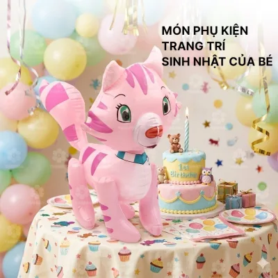 Đồ chơi, Mèo bơm hơi HH015 bằng nhựa, cho trẻ em từ 3 tuổi trở lên