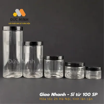 HŨ NHỰA PET NẮP NHỰA ĐEN - HŨ NHỰA 20GR-1500GR HŨ ĐỰNG THỰC PHẨM