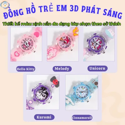 Đồng hồ cơ, đồng hồ trẻ em, giữ giờ chính xác, có đèn LED trang trí và thiết kế hoạt hình.
