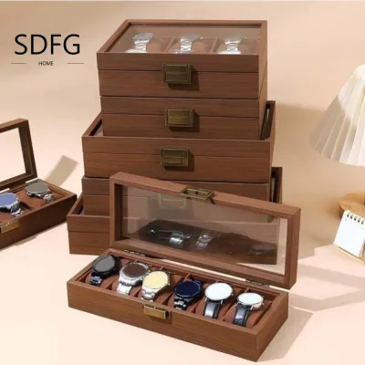 Hộp lưu trữ đồng hồ SDFG, 1 / 2 / 3 / 6 / 10 / 12 Khe cắm Hộp đồng hồ bằng gỗ óc chó, Phong cách Trung Quốc sang trọng Gối đồng hồ mềm cổ điển Hộp trưng bày đồng hồ Bảo vệ đồng hồ
