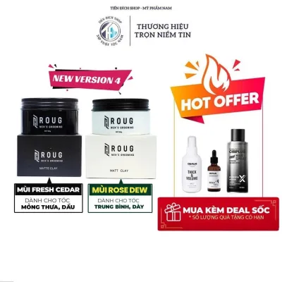 Sáp vuốt tóc Roug Matte Clay 90gr màu đen , Matt Clay 90gr màu trắng cho nam nữ + Quà Theo Loại