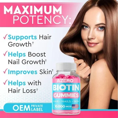 Kẹo dẻo Biotin Collagen Thực phẩm bổ sung Biotin Hỗ trợ Tóc Móng Da Thực phẩm bổ sung làm đẹp