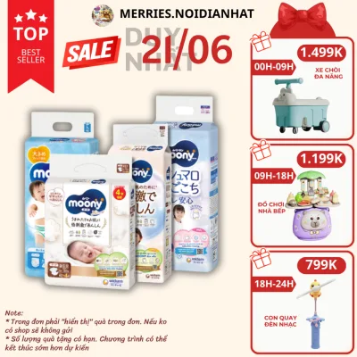 Tã Bỉm MOONY NATURAL dán/quần NB62/S58/M46/L38/L36/XL32