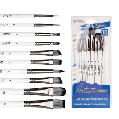 Bộ 10 Cọ Vẽ Acrylic Màu Nước Sơn Dầu Đầu Lông Mềm Đa Dạng Kích Thước – Dụng Cụ Học Sinh Họa Sĩ Nghệ Thuật