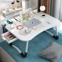 Bàn gấp gọn học làm việc decor thông minh có khe cắm điện thoại có khay bút khay cốc và cài ipad