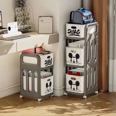 Kệ Để Đồ Đa Năng Hình Mickey 2,3 Tầng Tiện Lợi, Kệ Để Đồ Decor Nhà Cửa Có Bánh Xe Di Chuyển - GH68