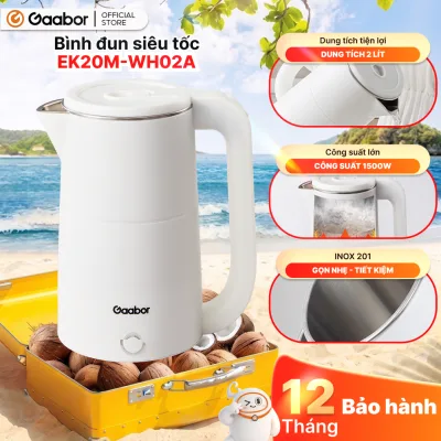 Ấm siêu tốc Gaabor EK20M-WH02A bình đun siêu tốc dung tích 2L công suất 1500W