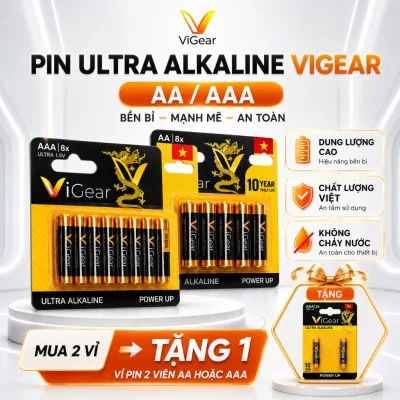 Pin AA / Pin AAA Ultra Alkaline Vigear Vỉ 8 Viên Chính Hãng dành cho đồng hồ, điều khiển,...