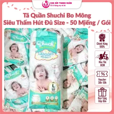 Combo 2 Bịch Bỉm Tã Quần Shuchi Siêu Thấm Cho Bé Từ 6 Kg Đến 33 Kg - Gói 50 Miếng - Bỉm Quần Giá Rẻ - Kho Bỉm Thanh Ngân