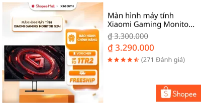 Màn hình máy tính Xiaomi Gaming Monitor G24i ELA5625EU - Tốc độ phản hồi nhanh 1ms - Tần số quét 180Hz