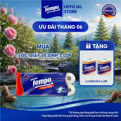 Giấy Vệ Sinh 3 Lớp Toipa Tempo Cao Cấp Bền Dai (Lốc 10 cuộn)