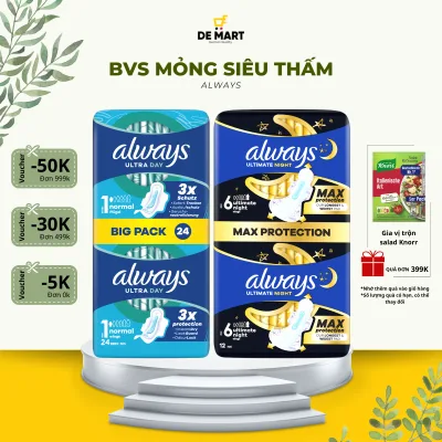 Always Ultra Day & Night Sanitary Pad assorted sizes | Thin Design, Absorbent Core