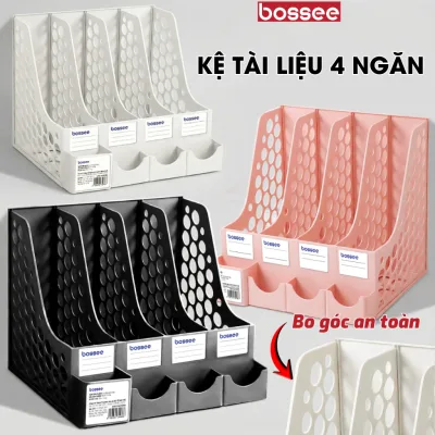 Khay Kệ Đựng Tài Liệu Bossee 4 Ngăn Giá Kệ Đựng Sách Vở Hồ Sơ Giấy Tờ Văn Phòng Phẩm Màu Pastel Dễ Thương