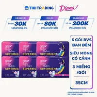 Combo 6 Băng Vệ Sinh Diana Super Night 35cm (Gói 3 Miếng)