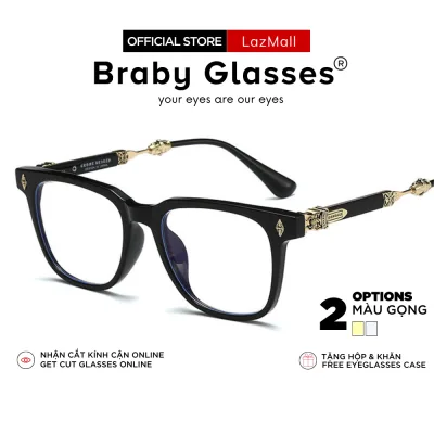 Gọng kính cận mắt vuông thời trang nam nữ Braby Glasses nhựa lõi thép chống gãy thiết kế tinh tế sang trọng MK49