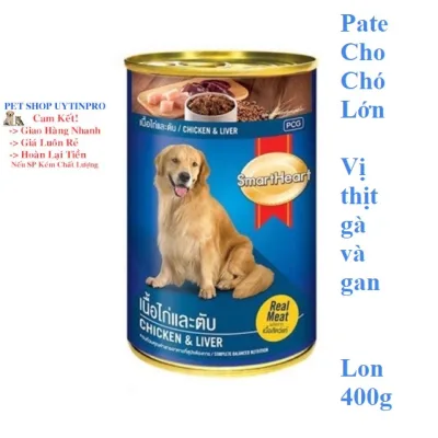 THỨC ĂN CHO CHÓ Smartheart Dạng Pate thịt gà và gan Lon 400g Xuất xứ Thái Lan - Pet shop 24