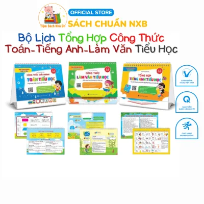 Sách - Bộ Lịch Công Thức Giải Nhanh Toán, Tổng Hợp Kiến Thức Tiếng Anh và Công Thức làm Văn Tiểu Học (Phiên bản 5.0)