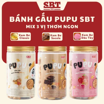 Bánh gấᴜ Kem Bơ Sữa PUPU SBT Lọ 250G Thơm Ngon, Đồ Ăn Vặt Tết 2025