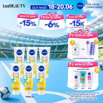 Set of 06 Nivea Night Brightening and Smoothing Body Lotions (350ml) | Vitamin Super C+ (170Ml/300Ml) | 10X Super Vitamins & Skin Foods (170ml) - 98412X6/93830X6/99193X6/99193X6