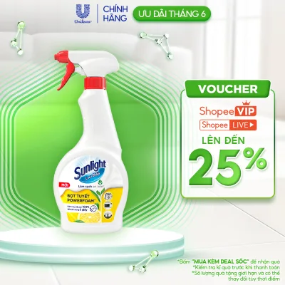 Bọt tuyết lau bếp Sunlight POWERFOAM - Đánh bay dầu mỡ 100%, tiện lợi trong 5 giây | 500ml