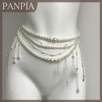 PANPIA Thời trang nhiều lớp Hoa tua eo chuỗi retro ngọc trai eo chuỗi cho phụ nữ cô gái cơ thể chuỗi quần áo phụ kiện Quà Tặng