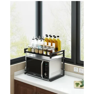 Smart Multi-Function Microwave Oven Rack with Electrostatic Powder Coating, Kitchen Rack for Microwave Oven, Toaster, Storing Kitchen Utensils, Sturdy and Multi-Functional