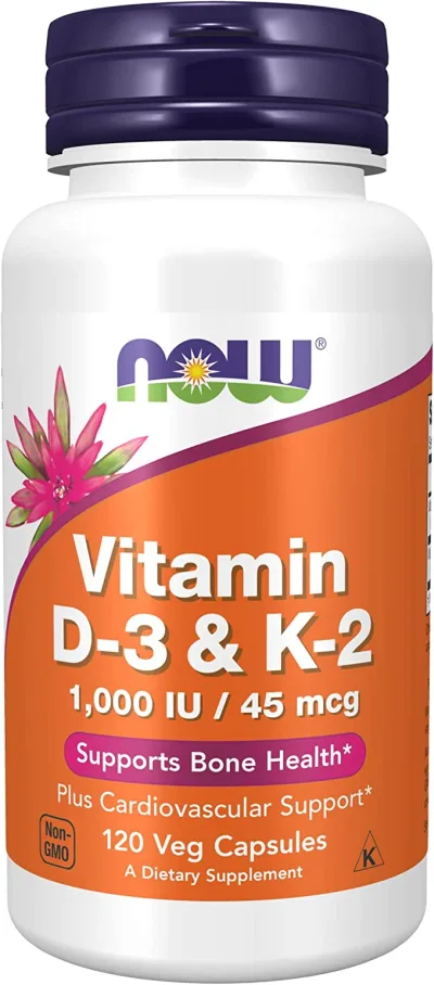 D3 K2 Now Vitamin D3 1000IU & K2 45mcg hỗ trợ xương khớp, tăng miễn dịch 120 viên