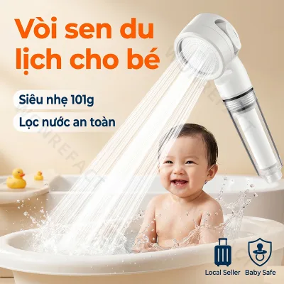 High Quality Booster Baby Shower Faucet with Clean Water Filter Pp Core for Sensitive Skin Care 3 Water Modes Ultra Light 101g Quiet Sound Protects the Health of Babies and Young Children Suitable for All 21 Standard Threaded Connections - Convenient Trav