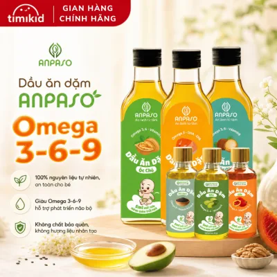 Dầu Ăn Dặm Cho Bé ANPASO Bổ Sung DHA Cho Bé - dầu Oliu, Óc Chó, Cá Hồi, Gấc, Mắc ca, Mè