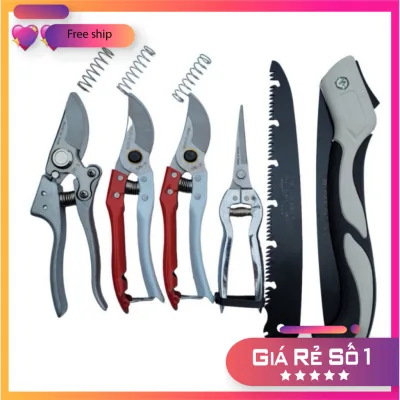 Comno bộ dụng cụ làm vườn 6 món gồm 3 chiếc kéo cắt cành ,kéo tỉa ,cưa gấp + lưỡi dụng cụ bon sai cây cảnh làm vườn