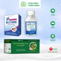 Bộ 3 sản phẩm Trà giải độc gan, Bù điện giải, Viên muối Ích Nhân giúp Giải độc gan, Vệ Sinh Mũi Họng, Bổ sung khoáng chất