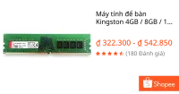 Máy tính để bàn Kingston 4GB / 8GB / 16GB Bộ nhớ DDR3 DDR4 1333mhz / 1600mhz / 2400Mhz 2666mhz PC3-10600 / 12800 PC4-17000 / 19200U