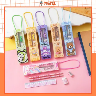 Set 5 Món Đồ Dùng Học Tập Cute - Quà Tặng Dịp Tổng Kết Năm Học Cho Học Sinh Giá Rẻ Đầy Đủ Thước Gôm Bút Chì Chuốt