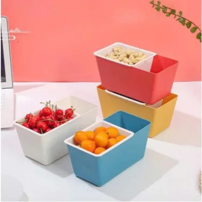 Khay Đựng Hạt Hướng Dương Hoa Quả Có Ngăn Thoát Nước - Hộp Đựng Bánh Kẹo Đồ Ăn Vặt Đa Năng
