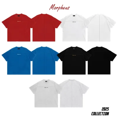 Áo thun Boxy phối Local Brand Morpheus, BOXY TEE Cotton Thêu Chữ Phối Line, Áo Thun Unisex Nam Nữ