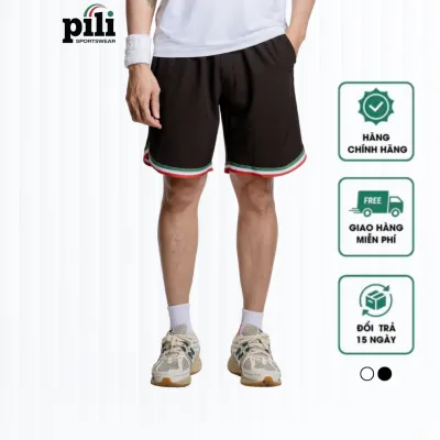 Pili Men's 2-Layer Sports Shorts Pksho035Mw25 Plain Version - Tennis Pickleball Gym Running Shorts High Quality Material | 92% Polyester 8% Spandex | Size M-L-Xl-Xxl | White-Black