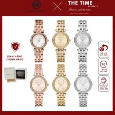 Đồng Hồ Nữ MK Fashion Quartz 26-33mm Mặt Tròn Dây Kim Loại Đính Đá
