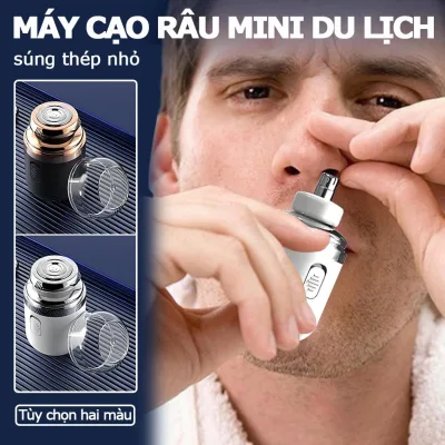 Máy cạo râu + cắt lông mũi 2 trong 1 - Thiết kế nhỏ như "viên đạn" - Chạy điện, dùng pin, tiện lợi cho du lịch, mang theo balo, túi xách - Phụ kiện chăm sóc cá nhân cho nam
