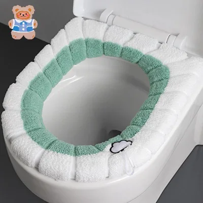 Vỏ bọc ghế vệ sinh sang trọng dày hình chữ O, Đệm vệ sinh lông cừu ấm áp, Vỏ bát vệ sinh đa năng phong cách Bắc Âu, Tấm lót bồn cầu có đệm mềm cho nhà vệ sinh tròn tiêu chuẩn