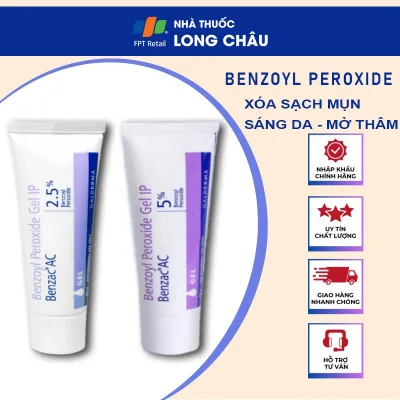 Kem Chấm Mụn Đầu Đen Benzoyl Peroxide 2.5% - 5% 30gram Kem giảm mụn trứng cá an toàn hiệu quả