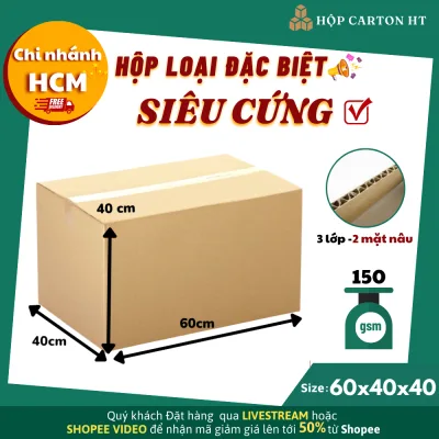 Thùng carton chuyển nhà 60x40x40, hộp carton to lớn đóng gói hàng hóa giá gốc - HT HCM
