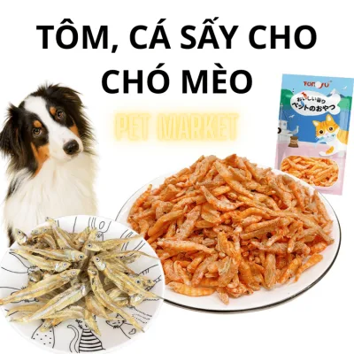 PETMK GÓI CÁ TẨM VỊ, TÔM KHÔ CHO MÈO TỪ 3 THÁNG TUỔI, SNACK THÚ CƯNG, THỨC ĂN THÚ CƯNG