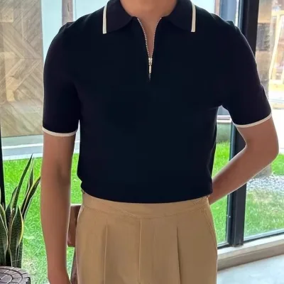 Nam Mùa Hè Nam Dệt Kim Ve Áo polo Áo Nam Thời Trang Áo Thun Phù Hợp Với Hợp Thời Trang Nam Top Nam