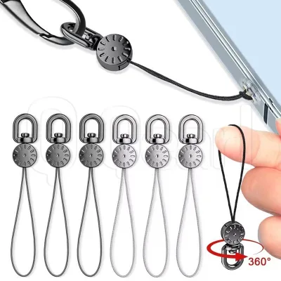 Dây buộc điện thoại xoay 360 độ bằng kim loại - Dây treo điện thoại di động đa chức năng - Phím đĩa Flash USB Pendent - Phụ kiện dây điện thoại - Dây điện thoại có thể treo màu đen, bạc