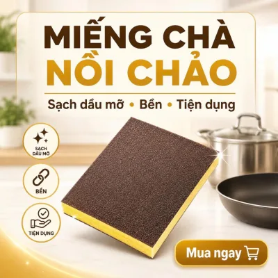 Miếng Chà Nhám Đa Năng vệ sinh xong chảo , vết bẩn cứng đầu trên mọi bề mặt